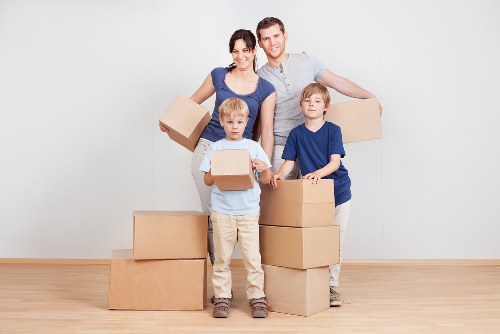 Business furniture and crates prepared for office removals