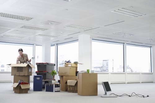 Items from a busy-area flat clearance prepared for storage